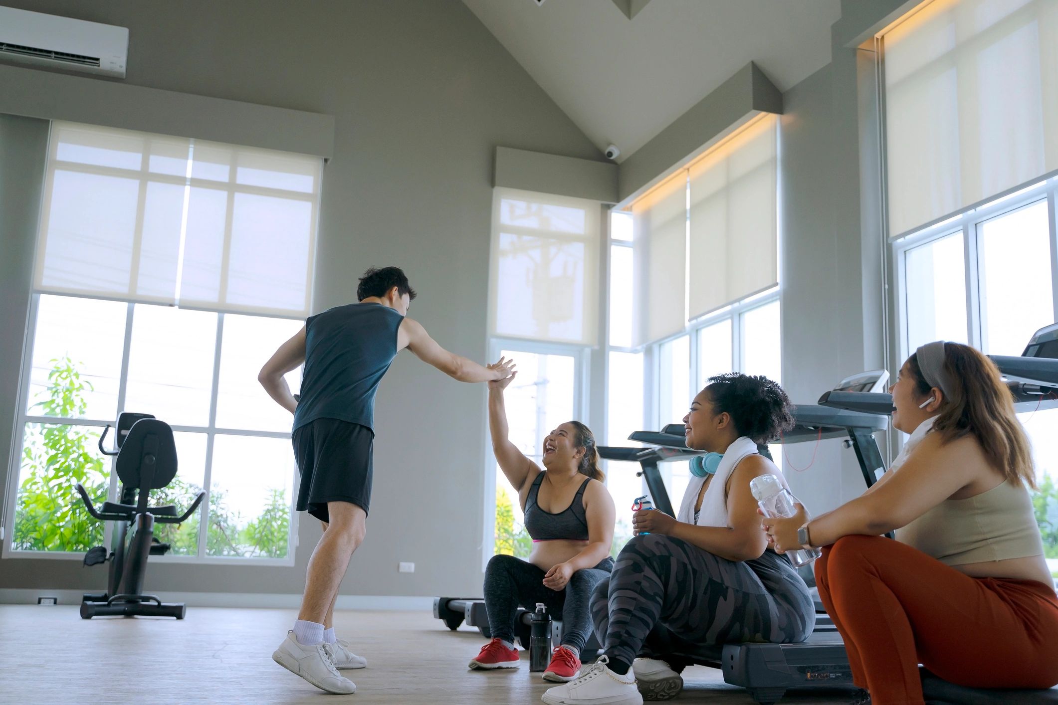 Women training together in a gym